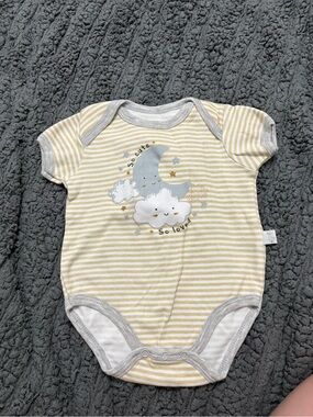 DUCK DUCK GOOSE | So Cute, So Loved Moon & Cloud Striped One-Piece Bodysuit